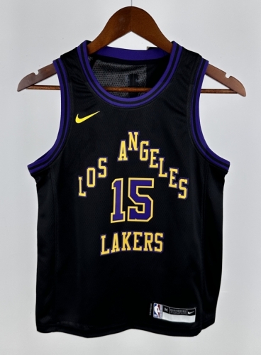 Kids 2024 City Season Los Angeles Lakers Black #15 Youth/Kids NBA Uniform-311