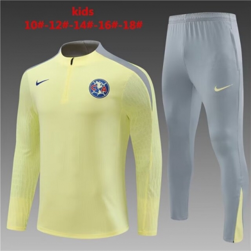 Player Version 2024/25 Club América Light Yellow Kids/Youth Tracksuit Uniform-801