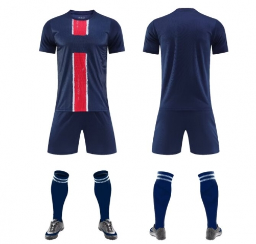 Customize 2024/25 Paris SG Home Blue & Red Soccer Uniform-DN