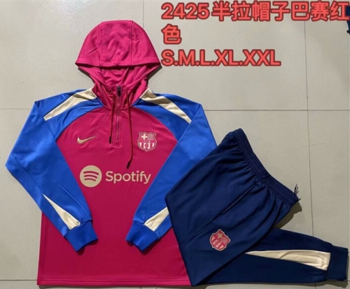 2024/25 Barcelona Red Thailand Soccer Tracksuit Uniform Hoodies-815