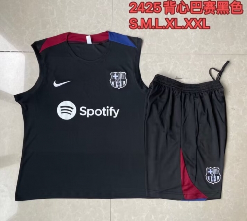 2024/25 Barcelona Black Shorts-Sleeve Thailand Soccer Uniform-815