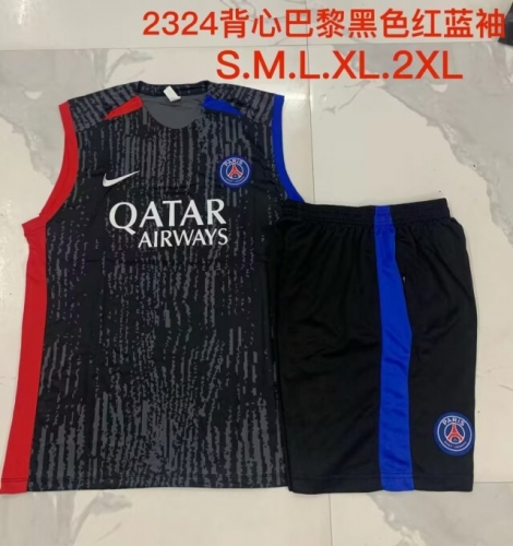 2023/24 Paris SG Black & Dray Shorts-Sleeve Thailand Soccer Uniform-815