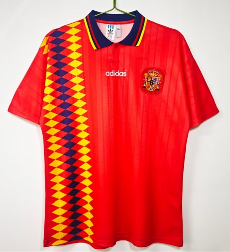 1994/95 Retro Spain Home Red Thailand Soccer Jersey AAA-710/1041