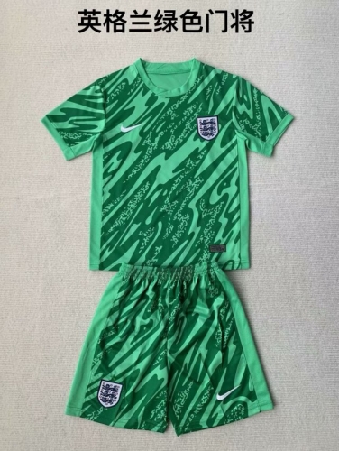 Kids 2024/25 England Goalkepeer Green Kids/Youth Soccer Uniform-208