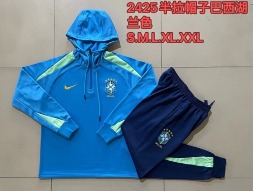 2024/25 Brazil Blue Thailand Tracksuit Uniform With Hat-815