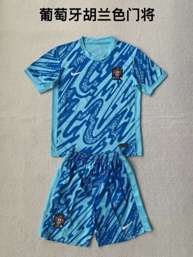 2024/25 Portugal Goalkepeer Blue Soccer Uniform-208