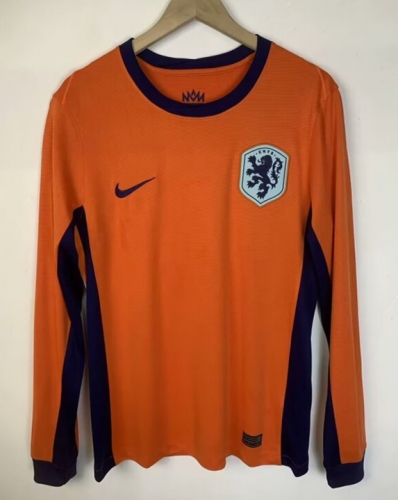 2024/25 Netherlands Home Orange LS Thailand Soccer Jersey AAA-410