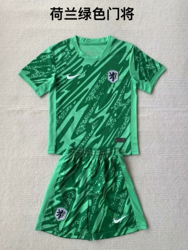 Kids 2024/25 Netherlands Goalkepeer Green Kids/Youth Soccer Uniform-208