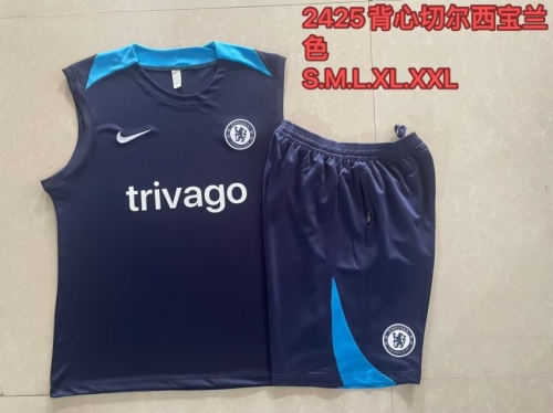 2024/25 Chelsea Royal Blue Shorts-sleeve Thailand Soccer Tracksuit Uniform-815