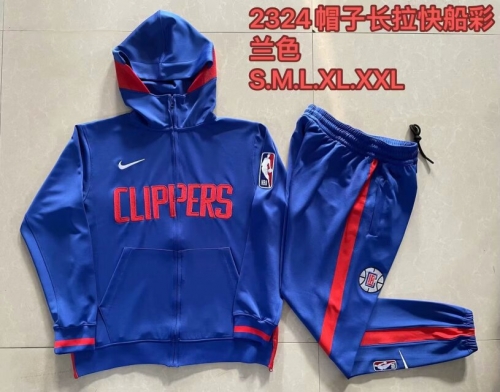 2023-2024 NBA Los Angeles Clippers Blue Soccer Jacket Uniform With Hat-815