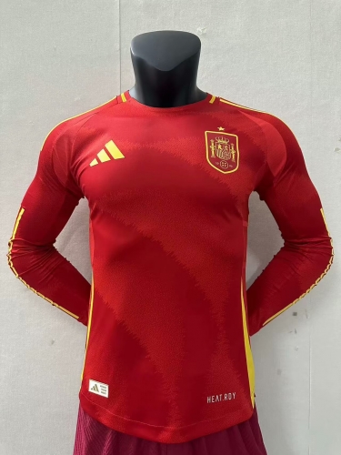 Player Version 2024-25 Spain Home Red LS Thailand Soccer Jersey AAA-16
