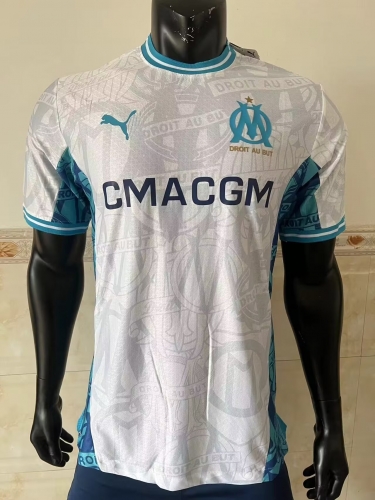 Player Version 2024/25 Olympique de Marseille Home White Thailand Soccer Jersey AAA-MY