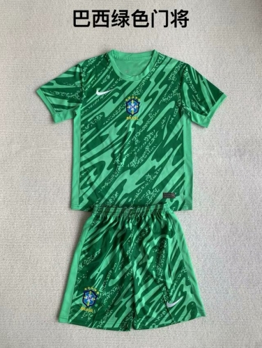 Kids 2024/25 Brazil Goalkeeper Green Kids/Youth Soccer Uniform-208