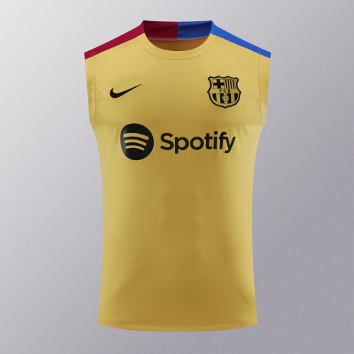 2024/25 Barcelona  Yellow Thailand Soccer Training Vest -418