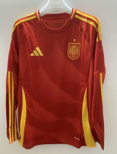 2024-25 Spain Home Red LS Thailand Soccer Jersey AAA-410