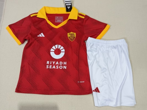 Kids 2024/25 AS Roma Home Red Kids/Youth Soccer Uniform-507/36