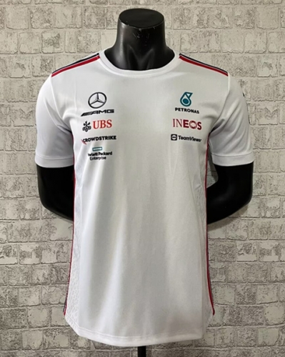 2023 F1 Mercedes White Round Collar Formula One Racing Jersey-805