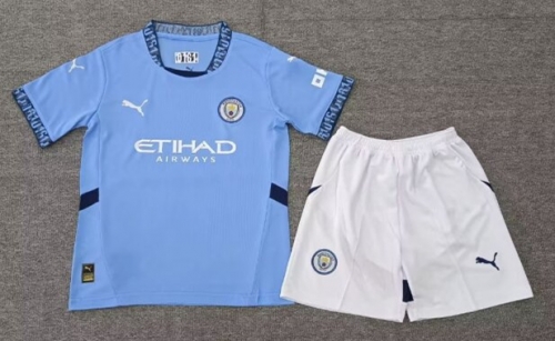 Kids 24/25 Manchester City Home Blue Kids/Youth Soccer Uniform-A/SKE