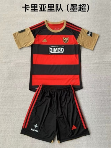 Kids 2024/25 Cagliari Calcio Home Red & Black Youth/kids Soccer Uniform-208