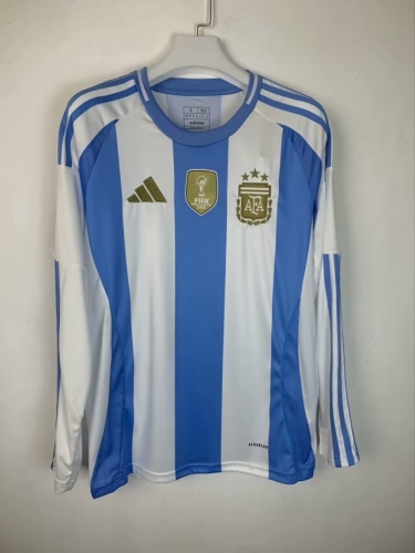 2024/25 Argentina Home White & Blue Thailand LS Soccer Jeesey AAA-410
