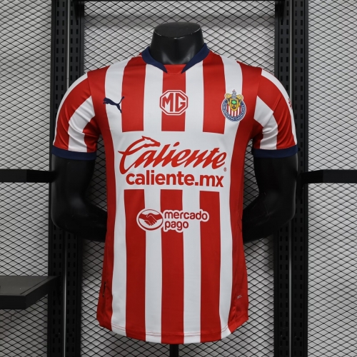 Player Version 2024/25 Deportivo Guadalajara Red & White Thailand Soccer Jersey AAA-888/16