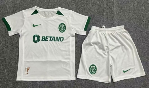 Kids 2023/24 60th Commemorative Version Sporting Lisbon White Kids/Youth Soccer Uniform-522