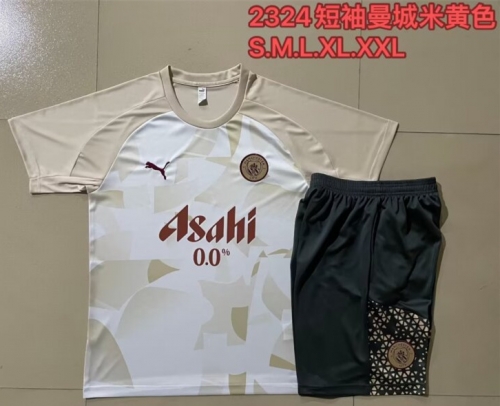 2024/25 Manchester City Rice Yellow Shorts-Sleeve Thailand Tracksuit Uniform-815