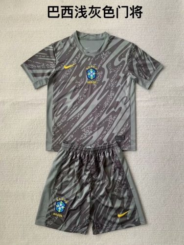 Kids 2024/25 Brazil Goalkeeper Dark Gray Kids/Youth Soccer Uniform-208