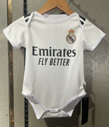 (Size 9/12 )2024-25 Real Madrid  Home White Baby Soccer Uniform-308