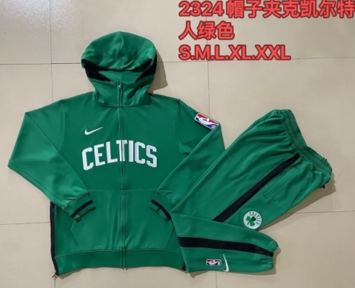 2023-2024 NBA Boston Celtics Green With Hat Jacket Uniform With Hat-815