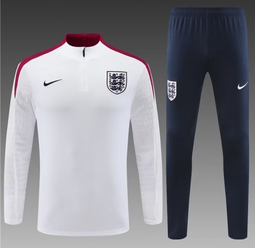 Player Version 2024/25 England White Thailand Soccer Tracksuit Uniform-801