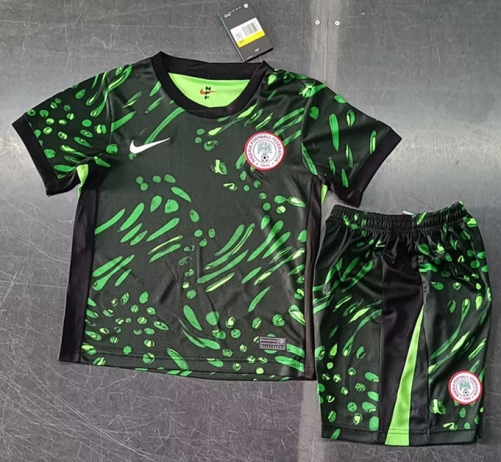 Kids 2024/25 Nigeria Away Black & Green Kids/Youth Soccer Uniform-507/123