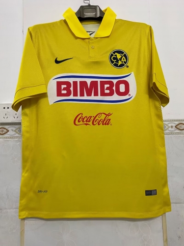 14-15 Retro Version Club América Home Yellow Thailand Soccer Jersey AAA-2041