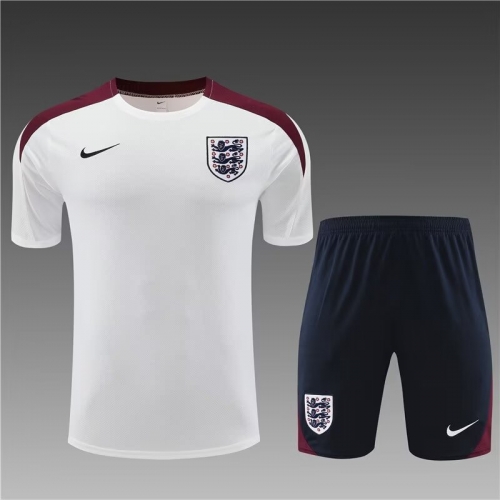 2024/25 England White Shorts-Sleeve Thailand Soccer Tracksuit Uniform-801