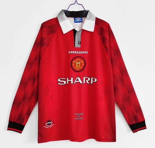 96-97 Retro Version Manchester United Home Red Thailand LS Soccer Jersey AAA-519/710