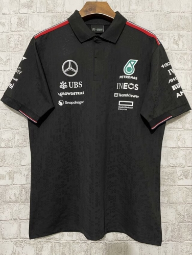 2024 Mercedes Black Round Collar Formula One Racing Jersey-805