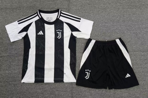 Kids 2024/25 Juventus Home Black & White Soccer Uniform-A