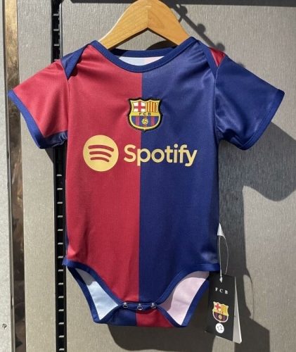 (Size 9-12) 2024/25 Barcelona Home Red & Blue Baby Soccer Uniform-308