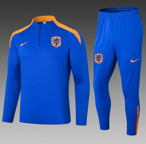 2024-25 Netherlands Royal Blue Thailand Soccer Tracksuit Uniform-411