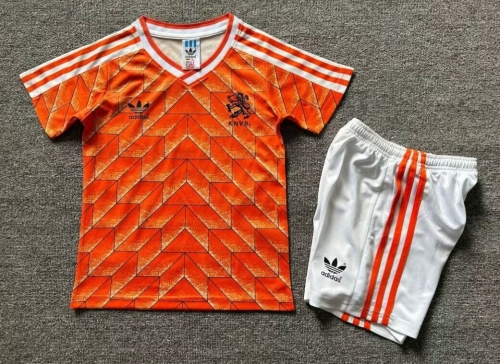 1988 Retro Netherlands Home Orange Kids/Youth Soccer Uniform-1040