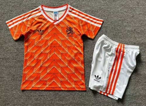 1988 Retro Netherlands Home Orange Kids/Youth Soccer Uniform-1040/311