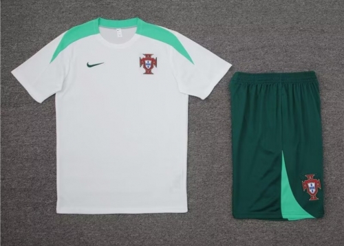 2024/25 Portugal White Shorts-sleeve Thailand Soccer Tracksuit Uniform-801