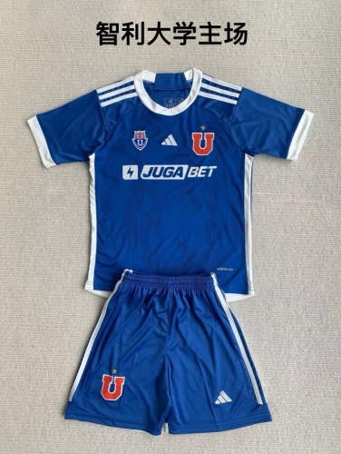 Kids 2024/25 Club Universidad de Chile Home Blue Kids/Youth Soccer Uniform-208