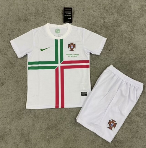 Kids 2012 Retro Portugal Away White Youth/Kids Soccer Uniform-1040/311