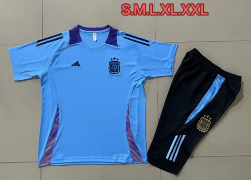2024/25 Argentina Blue Shorts-Sleeve Thailand Soccer Tracksuit Uniform-815