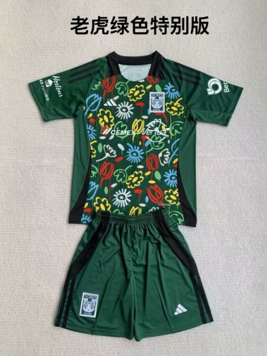 Kids 2024/25 Special Version Tigres UANL Green Kids/Youth Soccer Uniform-208