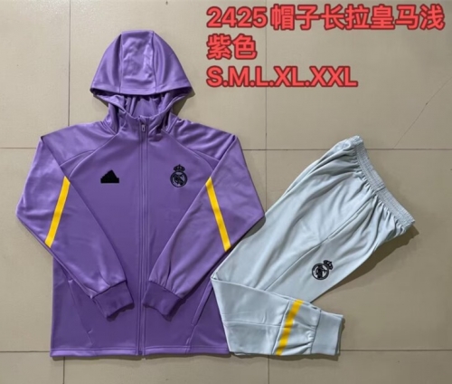 2024/25 Real Madrid Purple Thailand Jacket Uniform With Hat-805