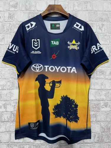 2023 Season Cowboys Blue & Yellow Thailand Rugby Shirts-805