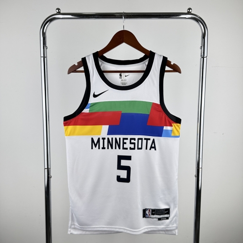 2023 Season City Version NBA Minnesota Timberwolves White #5 Jersey-311