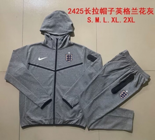 2024/25 England Dark Gray Thailand Soccer Jacket Uniform With Hat-815